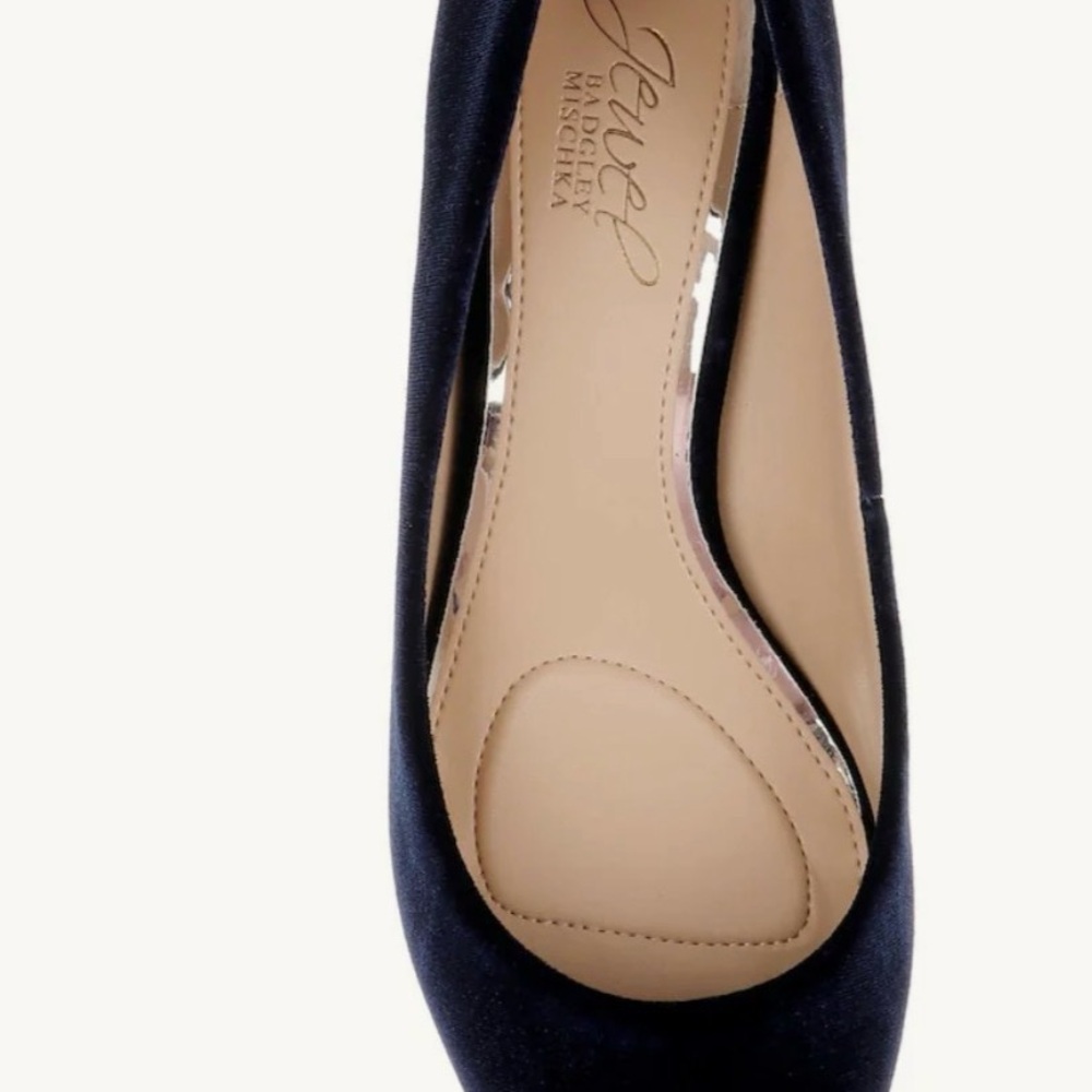 Badgley Mischka Navy Pointed-Toe Kitten Heel Pump - Picture 4 of 9